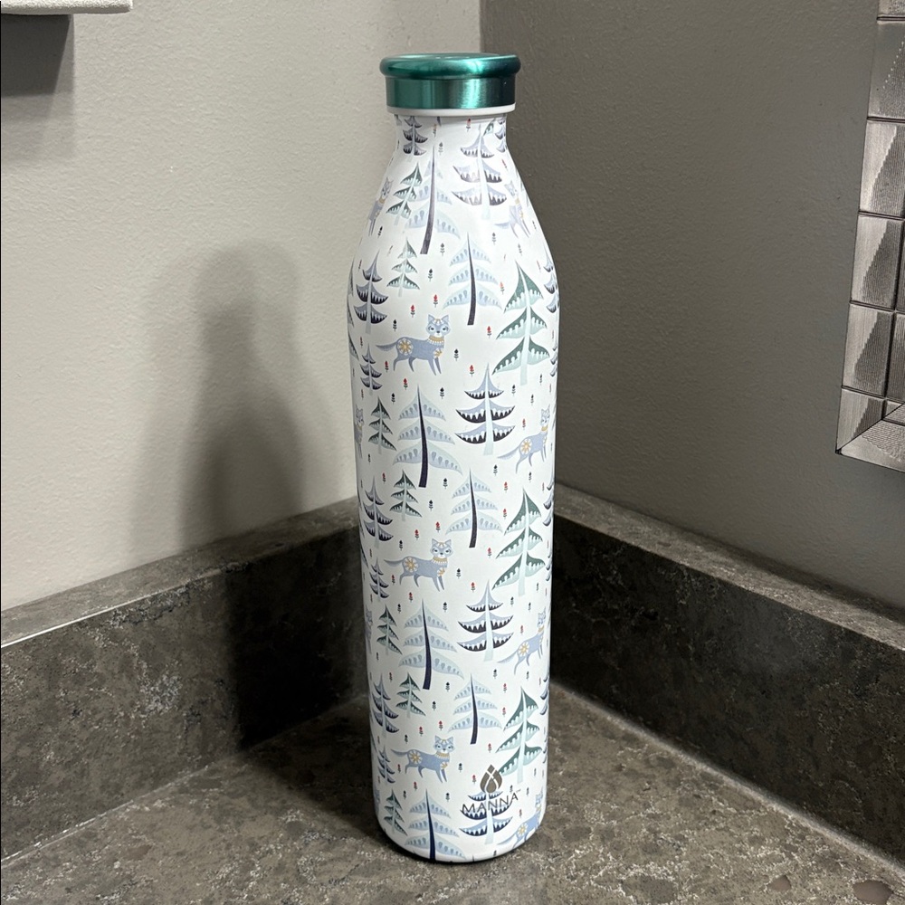 Manna Limited Edition White Insulated Water Bottle with Forest Theme